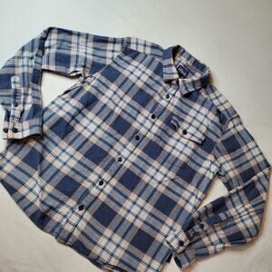 Patagonia Mens Size M Fjord Flannel Shirt Plaid Long-Sleeved Blue 54020